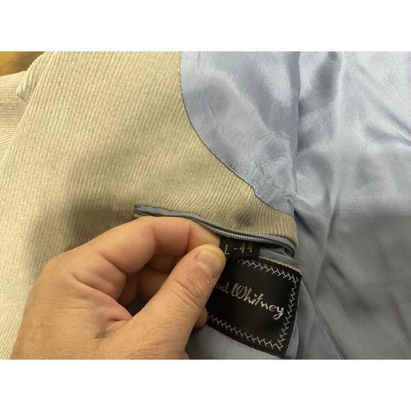 Brad Whitney Western Mens 44L Gray Light Blue Corduroy Sports Coat Jacket Blazer - Picture 14 of 16